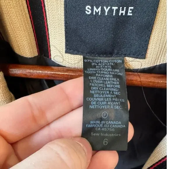 SMYTHE Duchess Striped Blazer US Size 6 Elbow Patches $795 MSRP Old Money - Picture 9 of 10